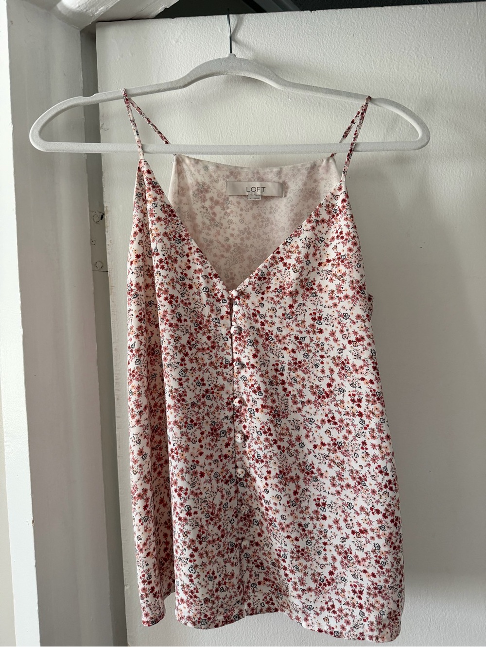 LOFT Pink Floral Button-Front Cami